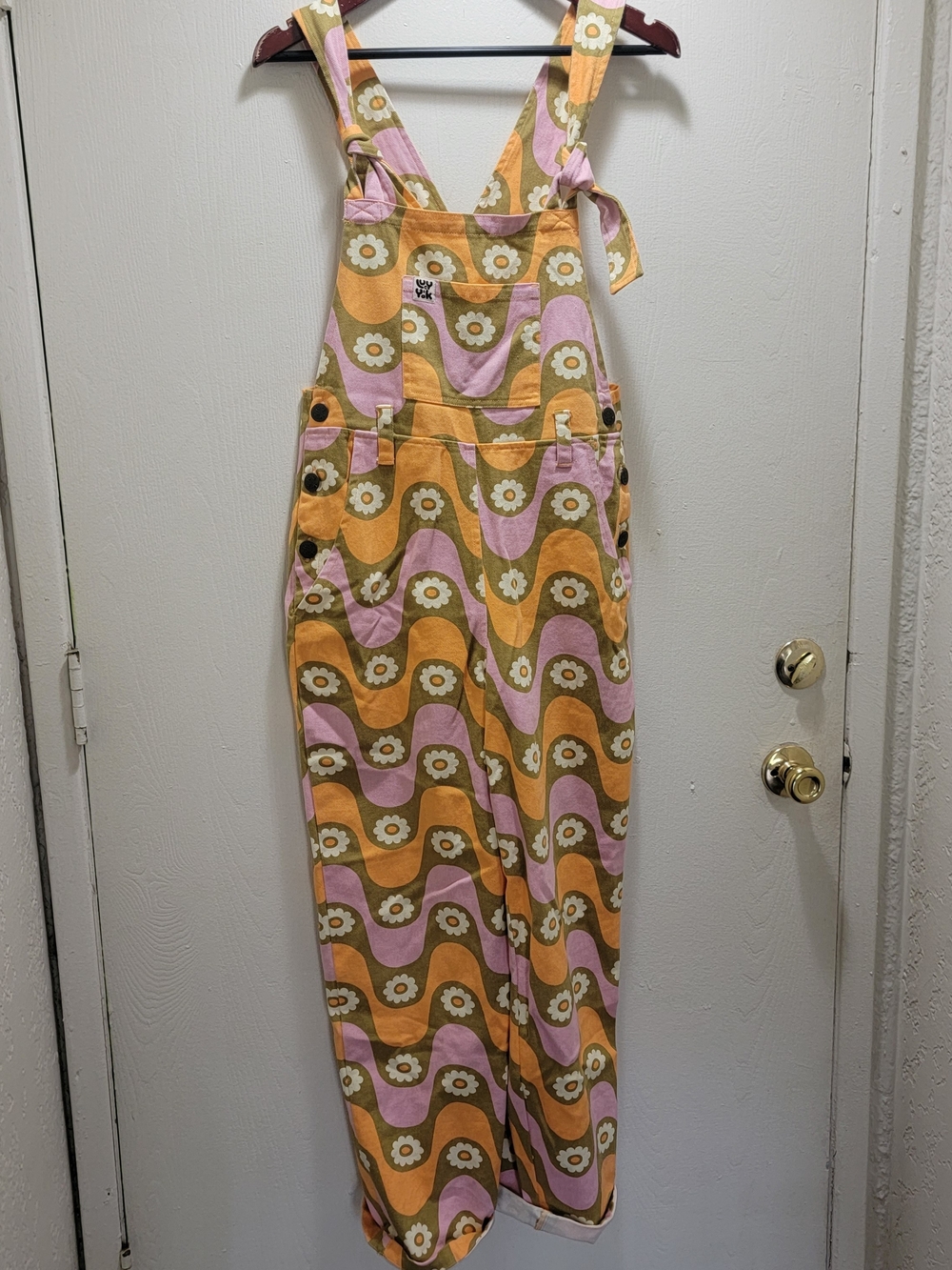 Lucy & Yak Pink, Orange & Green Floral Wave Overalls